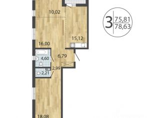 Продается 3-ком. квартира, 78.63 м2, Иркутск