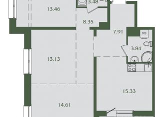 Трехкомнатная квартира на продажу, 83.71 м2, Иркутск