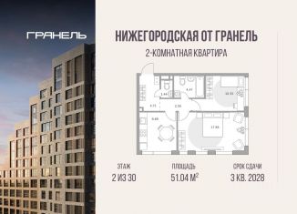 Продам 2-комнатную квартиру, 51.04 м2, Москва, метро Нижегородская
