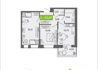 2-ком. квартира на продажу, 50.87 м2, Архангельская область
