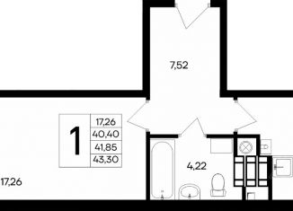 Продам 1-ком. квартиру, 43.3 м2, Крым