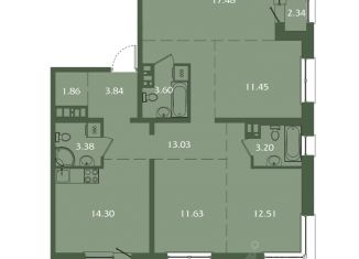 Продаю четырехкомнатную квартиру, 103.02 м2, Иркутск