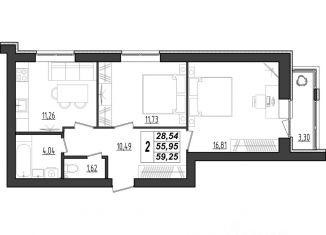 Продаю 2-ком. квартиру, 59.25 м2, Мордовия
