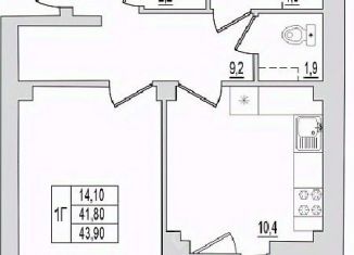 Продается 1-комнатная квартира, 43.9 м2, Псков