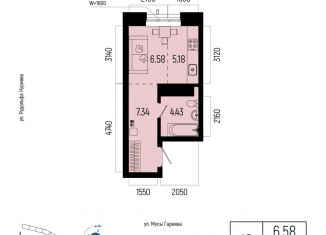 1-комнатная квартира на продажу, 23.53 м2, Уфа, Октябрьский район