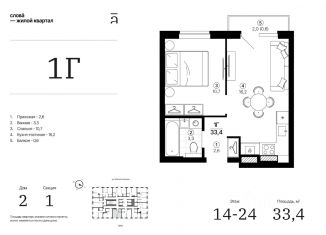 Продаю 1-комнатную квартиру, 33.42 м2, Астрахань, Кировский район