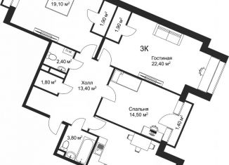 Продажа трехкомнатной квартиры, 96.8 м2, Великий Новгород