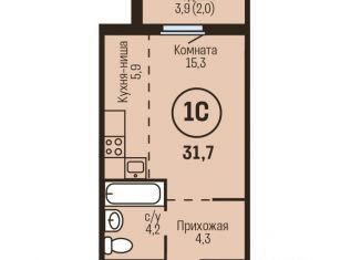 Продам 1-комнатную квартиру, 31.7 м2, Барнаул