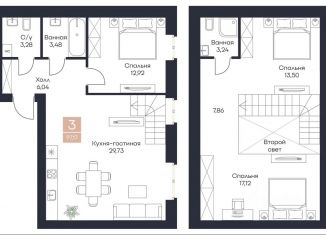 Продажа трехкомнатной квартиры, 97.17 м2, Рязанская область