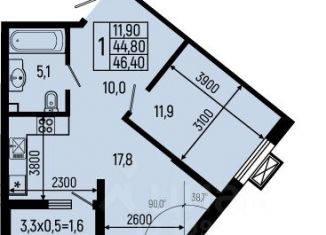 Продается однокомнатная квартира, 46.4 м2, Адыгея