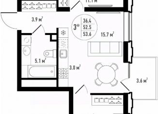 Продаю 3-ком. квартиру, 53.6 м2, Астрахань, Ленинский район