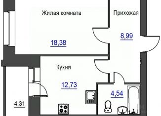 Продается однокомнатная квартира, 46.8 м2, Орёл