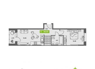 Продается 1-комнатная квартира, 40.61 м2, Северодвинск