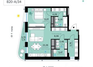 1-ком. квартира на продажу, 70.04 м2, Москва, ЗАО