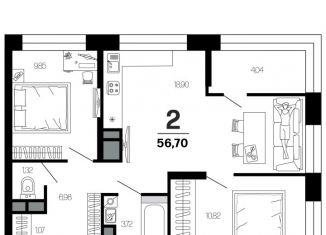 Продажа двухкомнатной квартиры, 54.68 м2, Рязань, Московский район