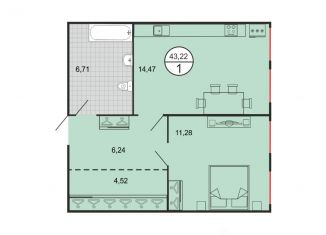 Продаю 1-комнатную квартиру, 43.22 м2, Ставропольский край