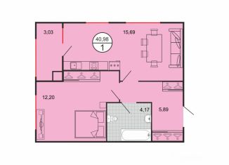 Продам 1-ком. квартиру, 40.98 м2, Ставрополь, Октябрьский район
