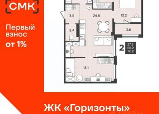 Продажа 3-комнатной квартиры, 70 м2, Архангельская область
