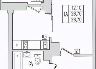 Продаю 1-ком. квартиру, 28.7 м2, Псковская область