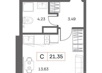 Продается квартира студия, 21.35 м2, Тюменская область, микрорайон 7А, 28Б
