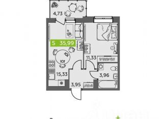 Продажа однокомнатной квартиры, 35.99 м2, Архангельская область