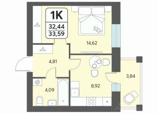 Продажа 1-комнатной квартиры, 33.59 м2, Северодвинск
