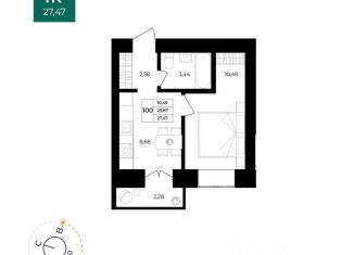 Продажа 1-ком. квартиры, 27.47 м2, Ярославль, Дзержинский район