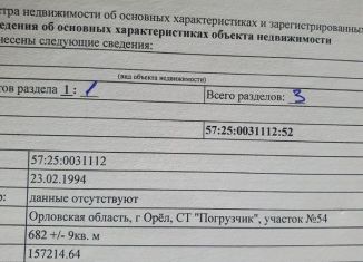 Продаю участок, 6.82 сот., Орёл, Железнодорожный район