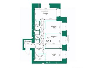 Продажа 3-ком. квартиры, 68.7 м2, Алтайский край