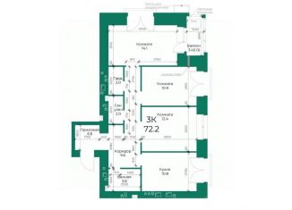 Продам 3-ком. квартиру, 72.2 м2, Барнаул