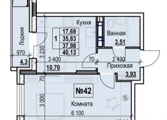 1-ком. квартира на продажу, 37.98 м2, Ярославль, Кировский район