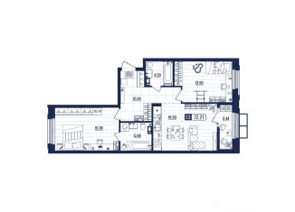Квартира на продажу, 72.21 м2, Тула