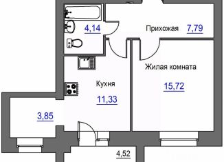 Продаю 1-ком. квартиру, 45.09 м2, Орёл