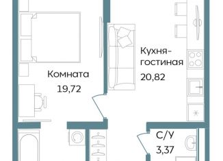 Продаю 1-ком. квартиру, 52.61 м2, Саки