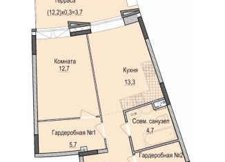 Однокомнатная квартира на продажу, 50.1 м2, Казань