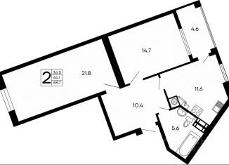 Продаю 3-комнатную квартиру, 68.7 м2, Крым