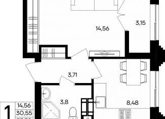 Продам однокомнатную квартиру, 33.7 м2, Севастополь