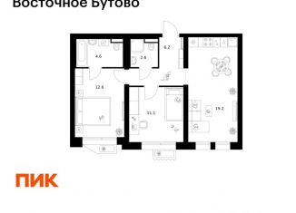 2-ком. квартира на продажу, 56.3 м2, Московская область