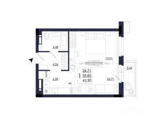 Продажа 1-комнатной квартиры, 43.3 м2, Смоленск, Заднепровский район, улица Маршала Ерёменко