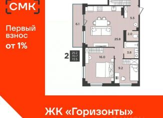 Продается 3-комнатная квартира, 72.5 м2, Северодвинск