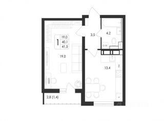 Продаю 1-ком. квартиру, 41.5 м2, Воронеж, Советский район
