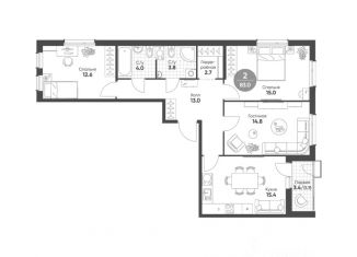 Продажа трехкомнатной квартиры, 83 м2, Омск