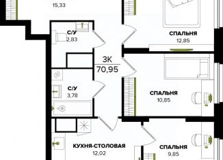 Продам 3-комнатную квартиру, 67.51 м2, Тула