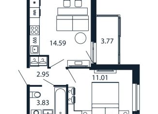 Продаю 1-комнатную квартиру, 34.27 м2, Ленинградская область