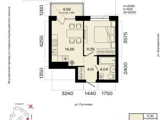 Продается 1-комнатная квартира, 35.15 м2, Уфа