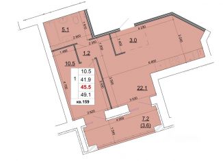 Продам 1-ком. квартиру, 45.5 м2, Костромская область