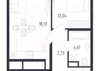Продам 1-ком. квартиру, 47.69 м2, Тула, Центральный территориальный округ