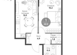 Продается 1-ком. квартира, 42.2 м2, Омск