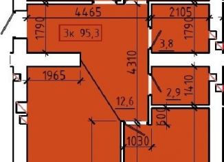 3-комнатная квартира на продажу, 95.3 м2, Таганрог, улица Чучева, 42В