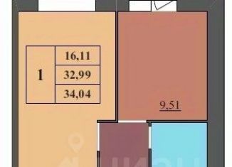 Продается 1-комнатная квартира, 34.04 м2, Ярославль